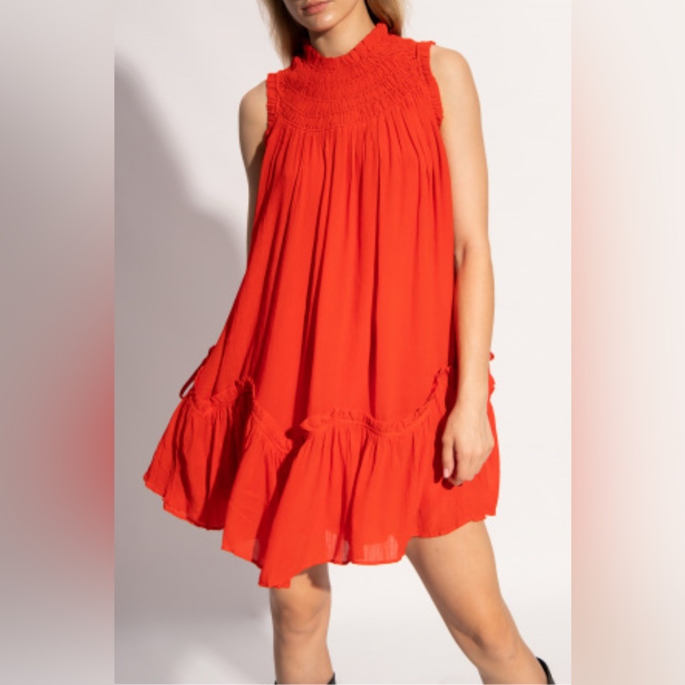 All Saints Fiery Red/Orange Textured Dress - Picture 3 of 6